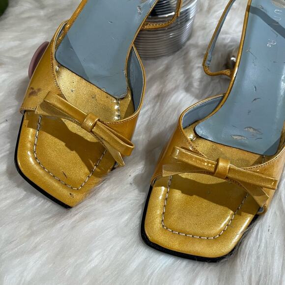 NEW Unisa Vintage 90s Patent Leather Slingback Bows Kitten Heel Sandals 6.5 NWOB - Picture 9 of 16